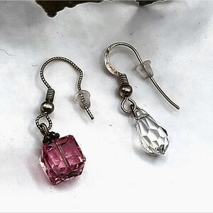 "5/$25" Sterling Silver Swarovski Crystal Mismatched Dangle Earrings